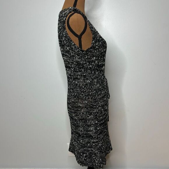 BCBGMaxazria Black Gray Beaded Loose Knit Beachy Sweater Dress, Women’s Medium - Picture 8 of 10